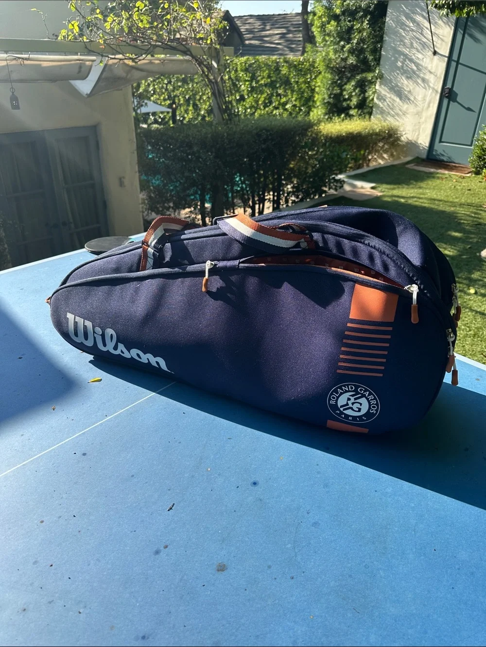 Wilson Navy and Orange Tennis Racket Bag with Striped Carry Straps